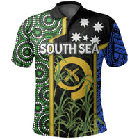 Custom South Sea Islanders Flag Style Polo Shirt Vanuatu LT6 Black - Polynesian Pride