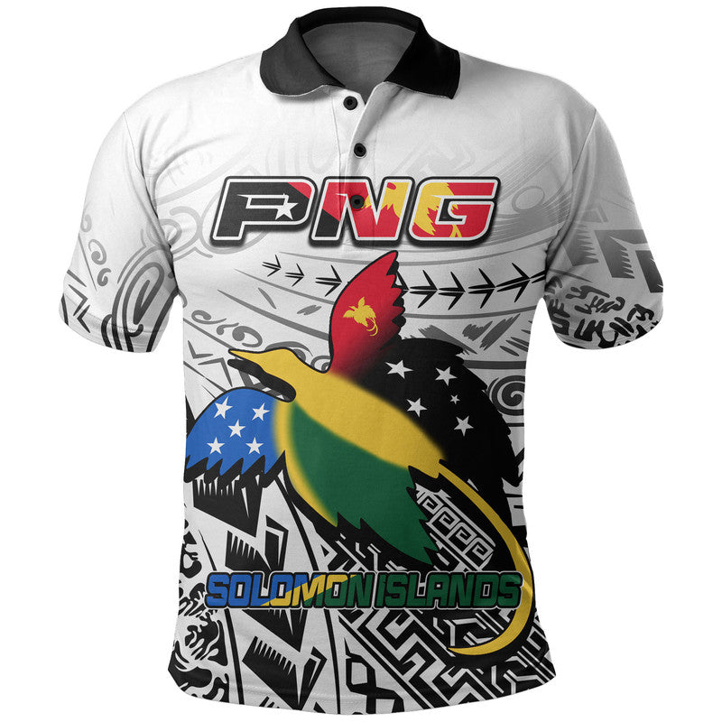 Custom Papua New Guinea Solomon Islands Polo Shirt LT6 white - Polynesian Pride