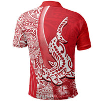 Hawaiian Shark Polynesian Polo Shirt Vibe Red Style LT6 - Polynesian Pride