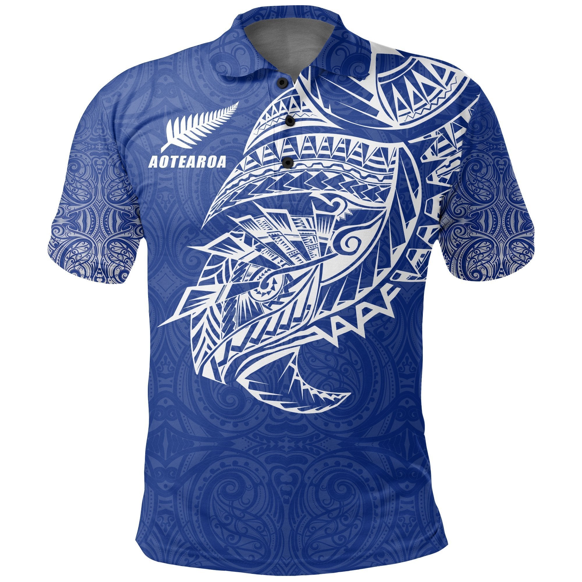 Maori Tattoo Polo Shirt Polynesian Style Blue Unisex Black - Polynesian Pride