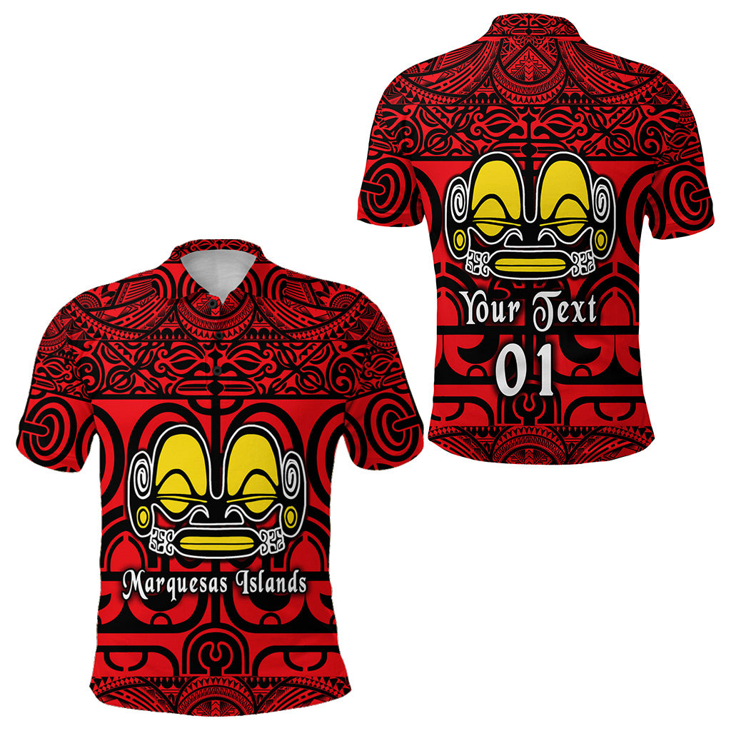 Custom Marquesas Islands Polo Shirt Marquesan Tattoo Simple Style Red LT8 - Polynesian Pride