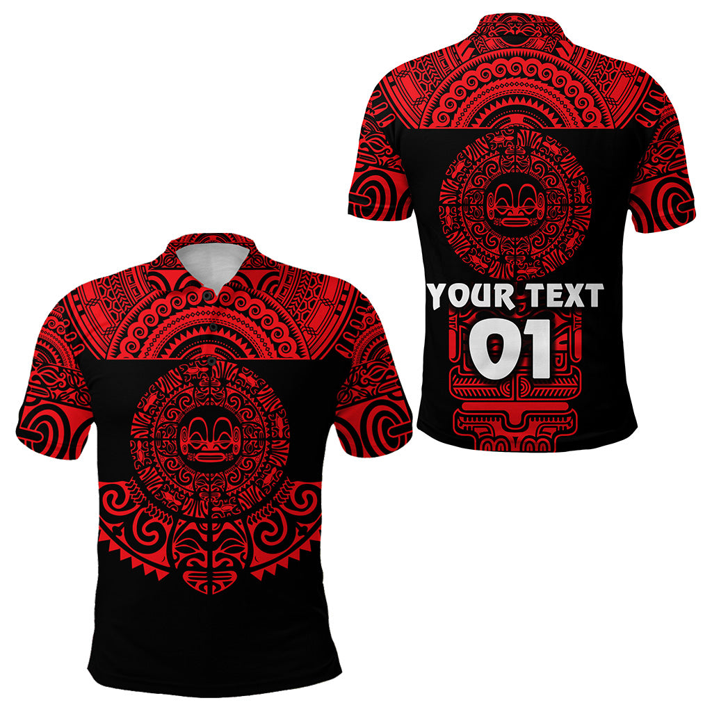 Custom Marquesas Islands Polo Shirt Marquesan Tattoo Simplified Version Red LT8 - Polynesian Pride