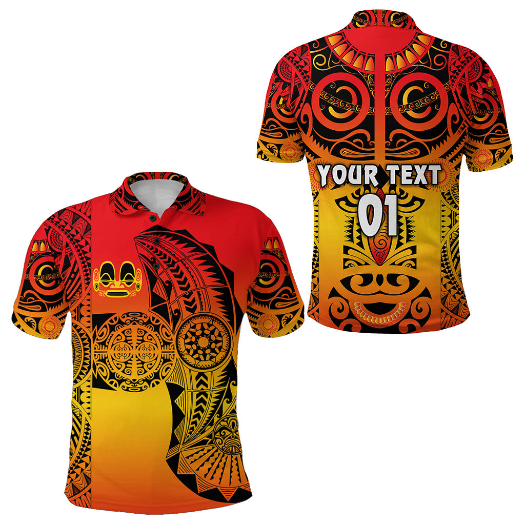 Custom Marquesas Islands Polo Shirt Marquesan Tattoo Original Style Gradient Red LT8 - Polynesian Pride