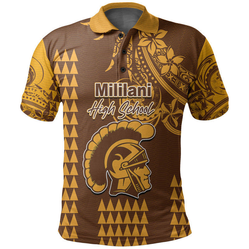 Custom Hawaii High School Mililani Polo Shirt Mix Kakau LT6 Yellow - Polynesian Pride