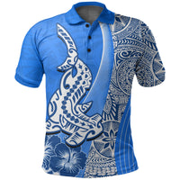 Hawaiian Shark Polynesian Polo Shirt Vibe Blue Style LT6 Blue - Polynesian Pride