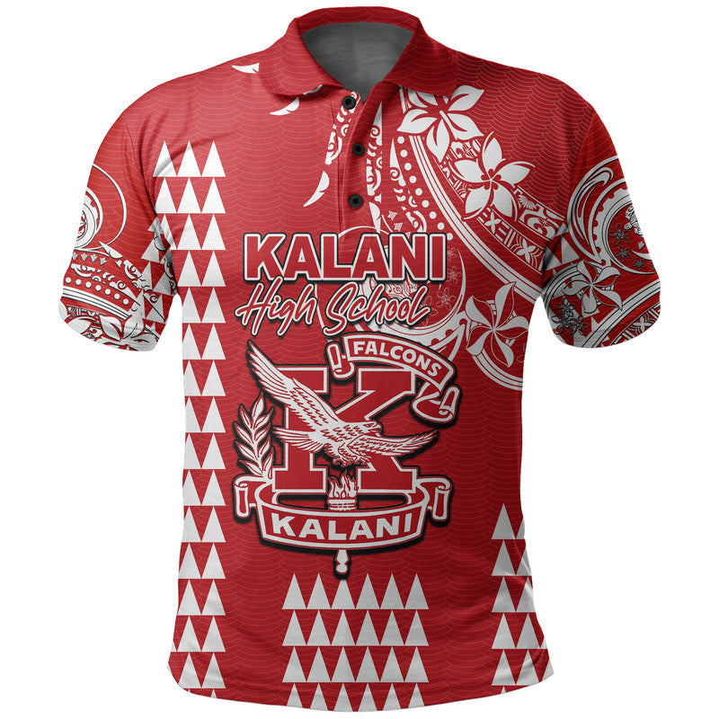 Custom Hawaii High School Kalani Polo Shirt Mix Kakau LT6 Red - Polynesian Pride