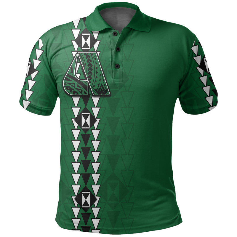 Hawaii Aiea High Mix Kakau Polo Shirt LT6 Green - Polynesian Pride