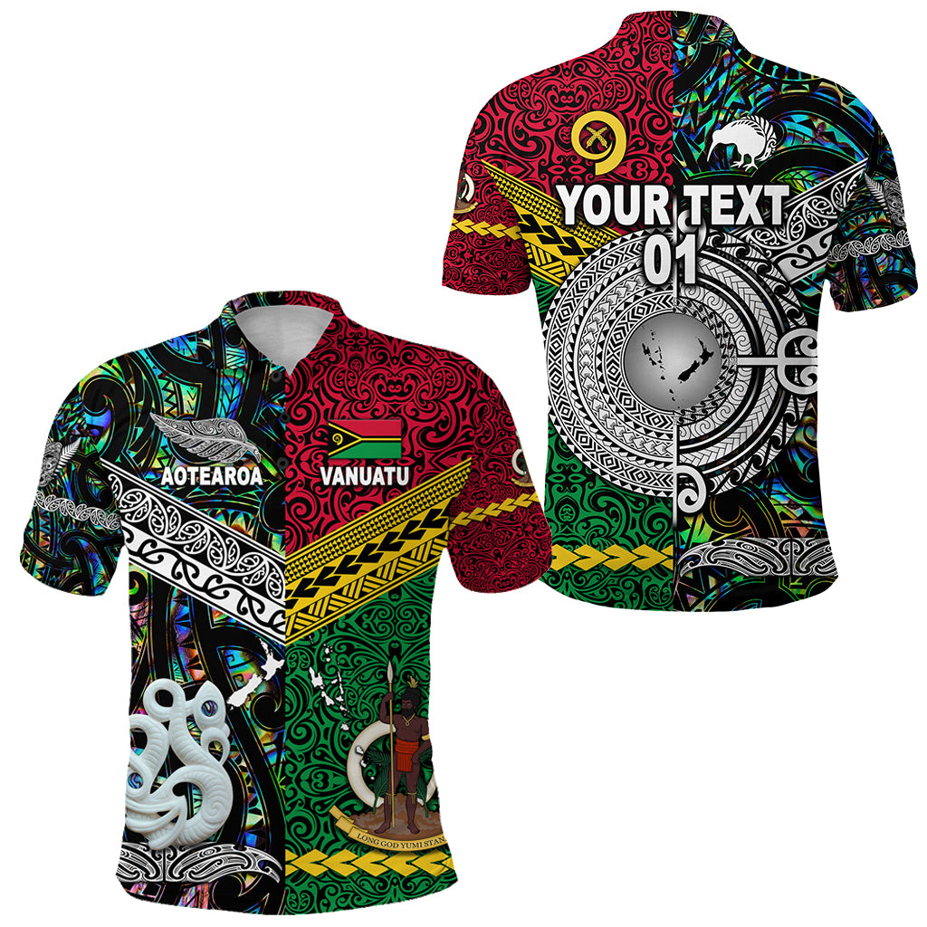 Custom Vanuatu New Zealand Polo Shirt Together Paua Shell, Custom Text and Number LT8 Unisex Red - Polynesian Pride