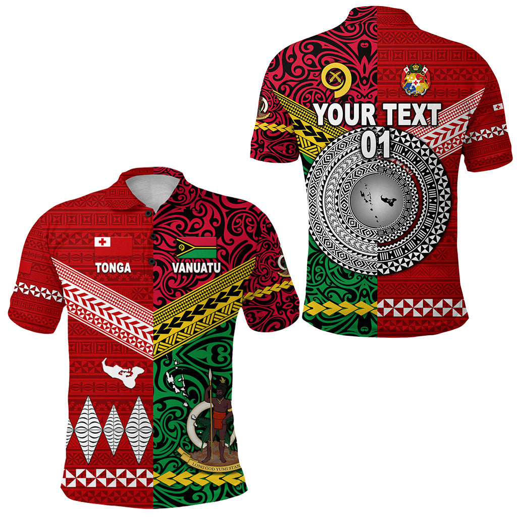 Custom Vanuatu Tonga Polo Shirt Polynesian Together Bright Red, Custom Text and Number LT8 Unisex Red - Polynesian Pride