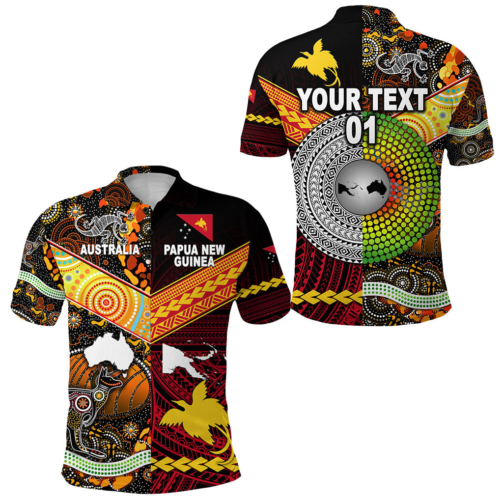 Custom Papua New Guinea Australia Polo Shirt Polynesian and Aboriginal Together, Custom Text and Number LT8 Unisex Red - Polynesian Pride