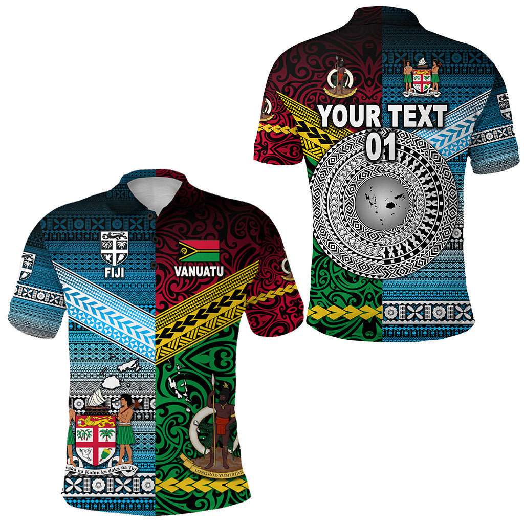 Custom Vanuatu Fiji Polo Shirt Together Blue, Custom Text and Number LT8 Unisex Red - Polynesian Pride