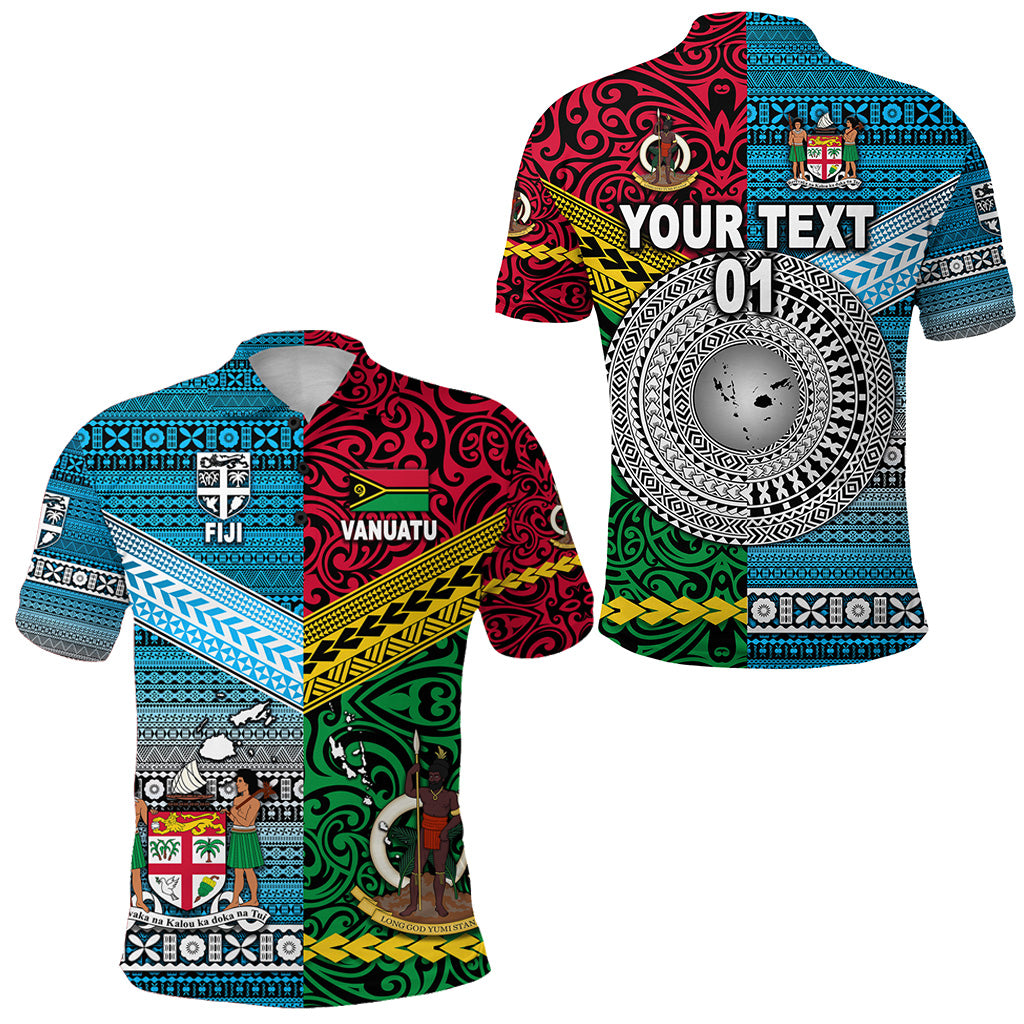Custom Vanuatu Fiji Polo Shirt Together Bright Color, Custom Text and Number LT8 Unisex Red - Polynesian Pride
