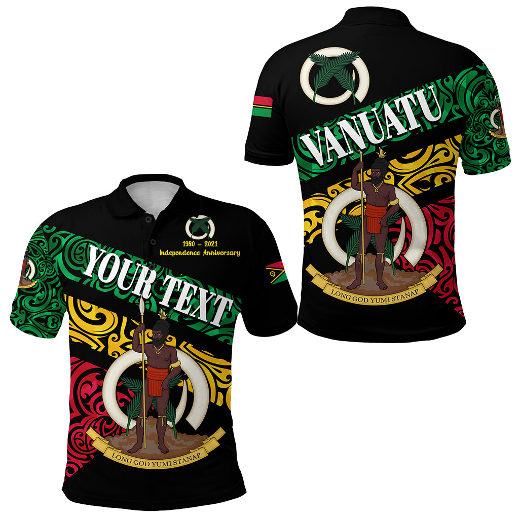 Custom Vanuatu Special Independence Anniversary Polo Shirt Sporty Style LT8 Black - Polynesian Pride