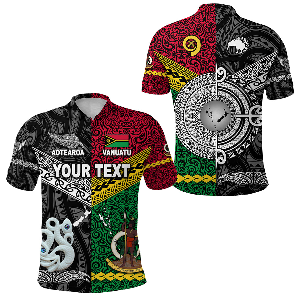 Custom Vanuatu New Zealand Polo Shirt Together Black LT8 Unisex Red - Polynesian Pride