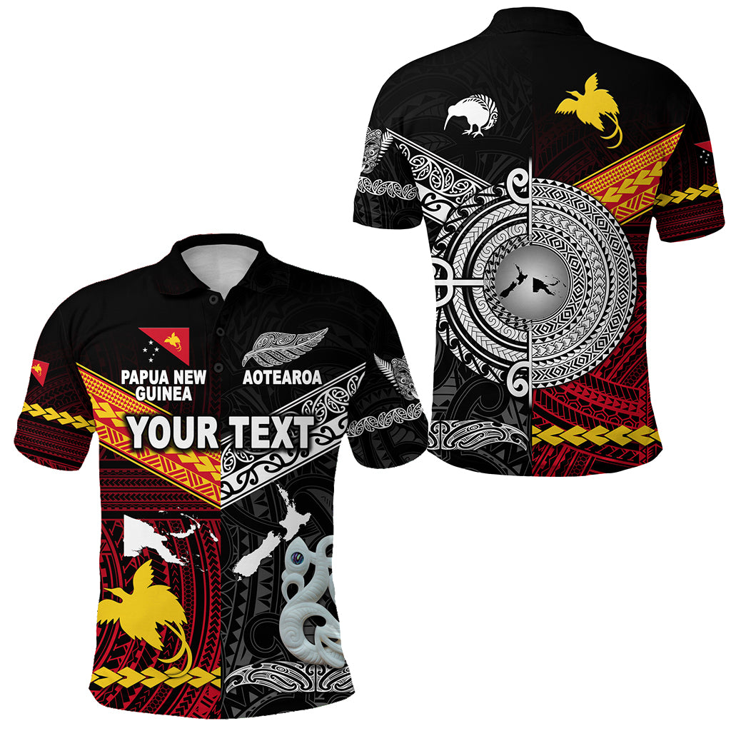 Custom New Zealand Papua New Guinea Polo Shirt Maori and Polynesian Together LT8 Unisex Red - Polynesian Pride