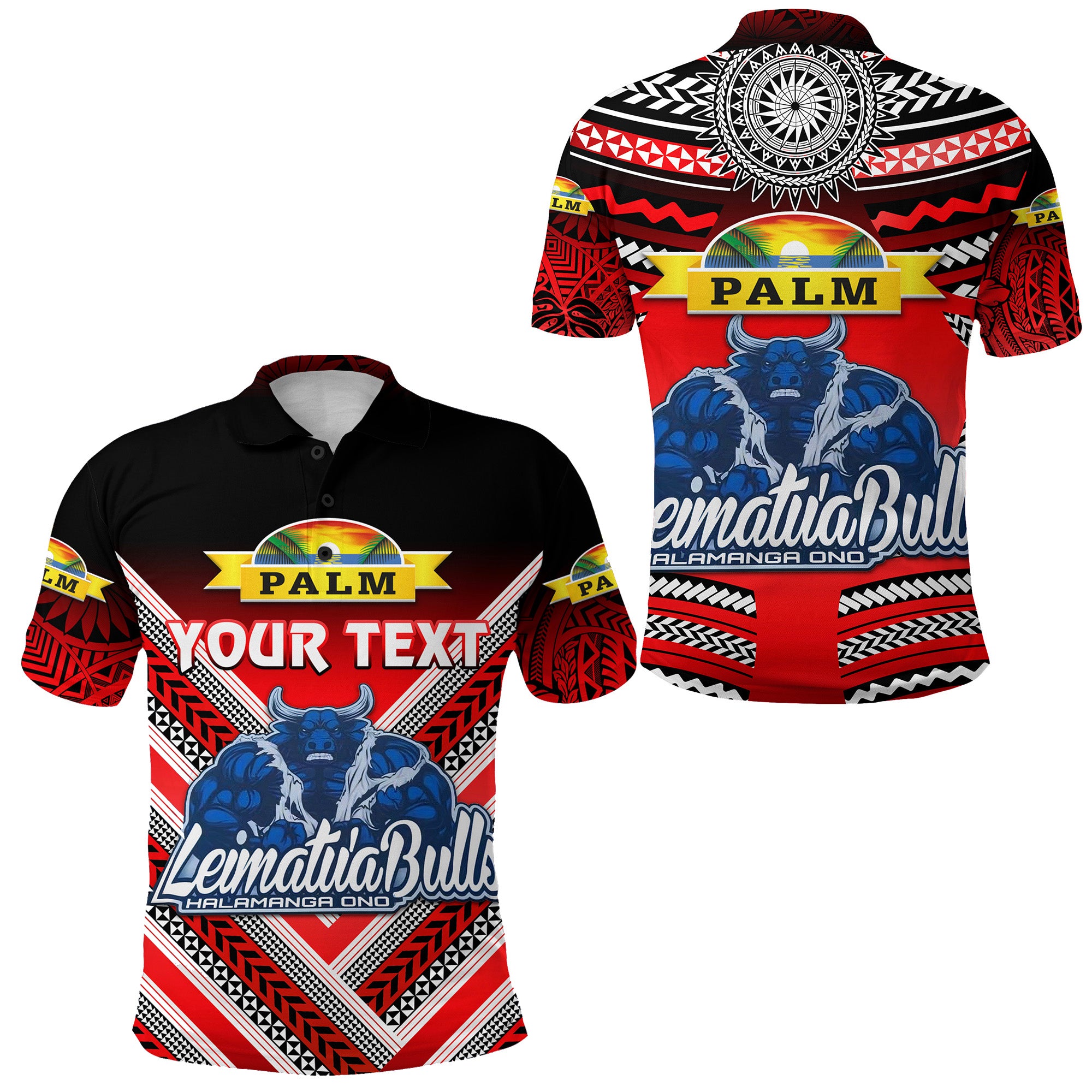 Custom Mate Maa Tonga Polo Shirt Leimatua Bulls Creative Style Red LT8 Unisex Red - Polynesian Pride