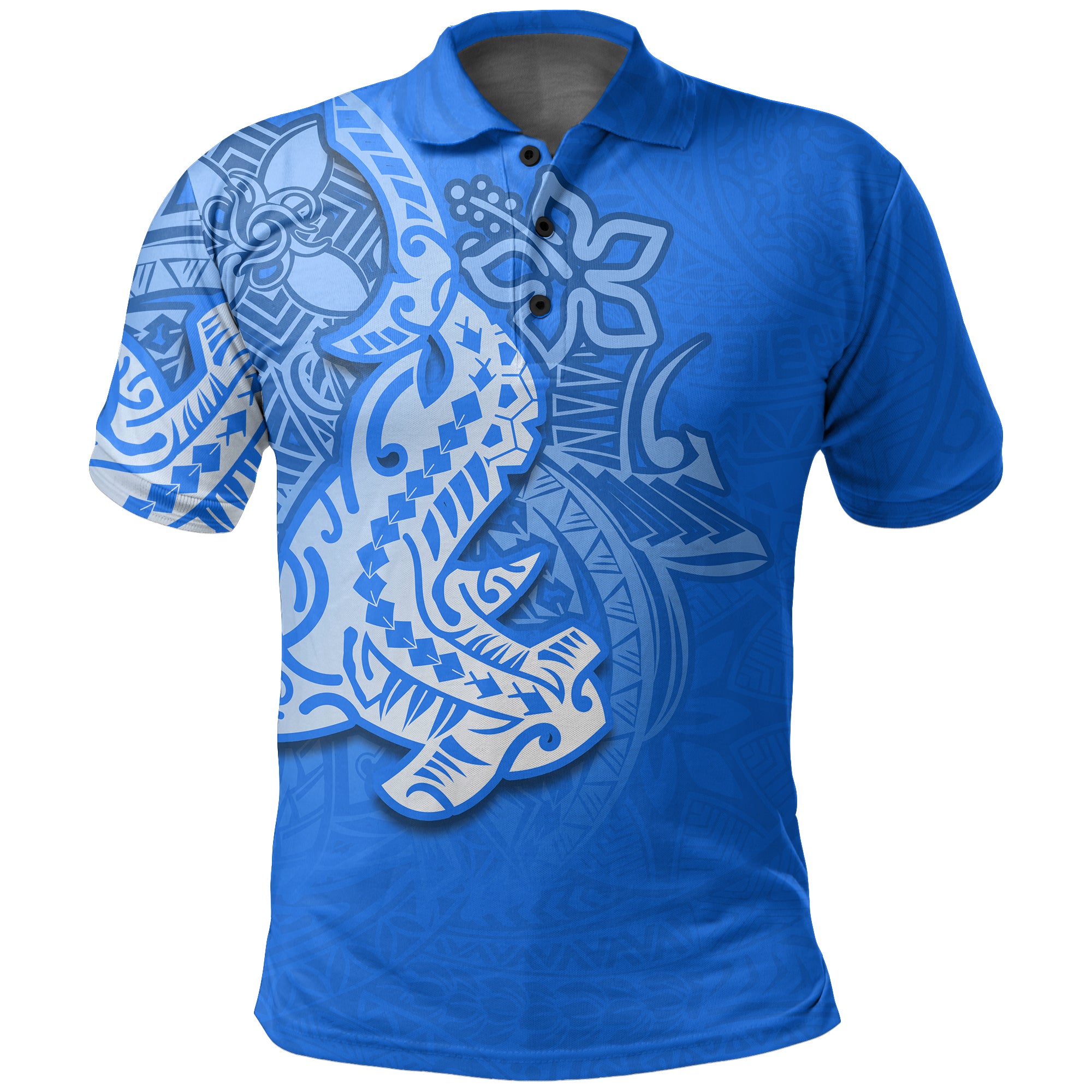 Custom Hammerhead shark Polo Shirt Polynesian Blue Style LT6 Unisex Blue - Polynesian Pride