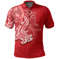 Custom Hammerhead shark Polo Shirt Polynesian Red Style LT6 Unisex Red - Polynesian Pride