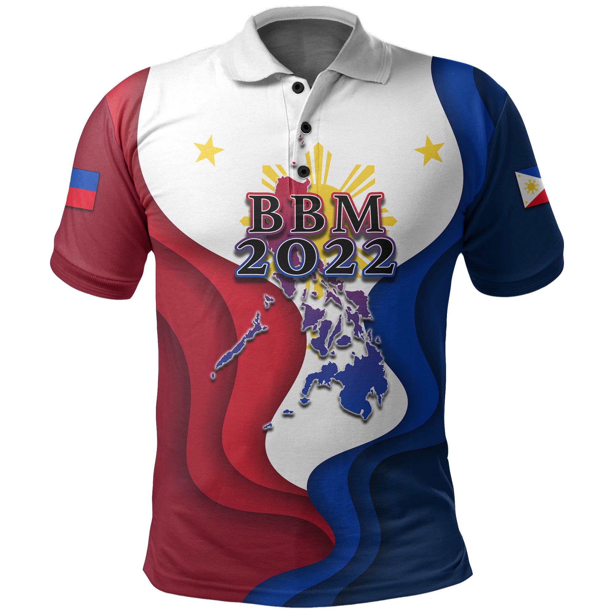 Custom Philippines Polo Shirt BBM 2022 Flag Style LT6 Red - Polynesian Pride