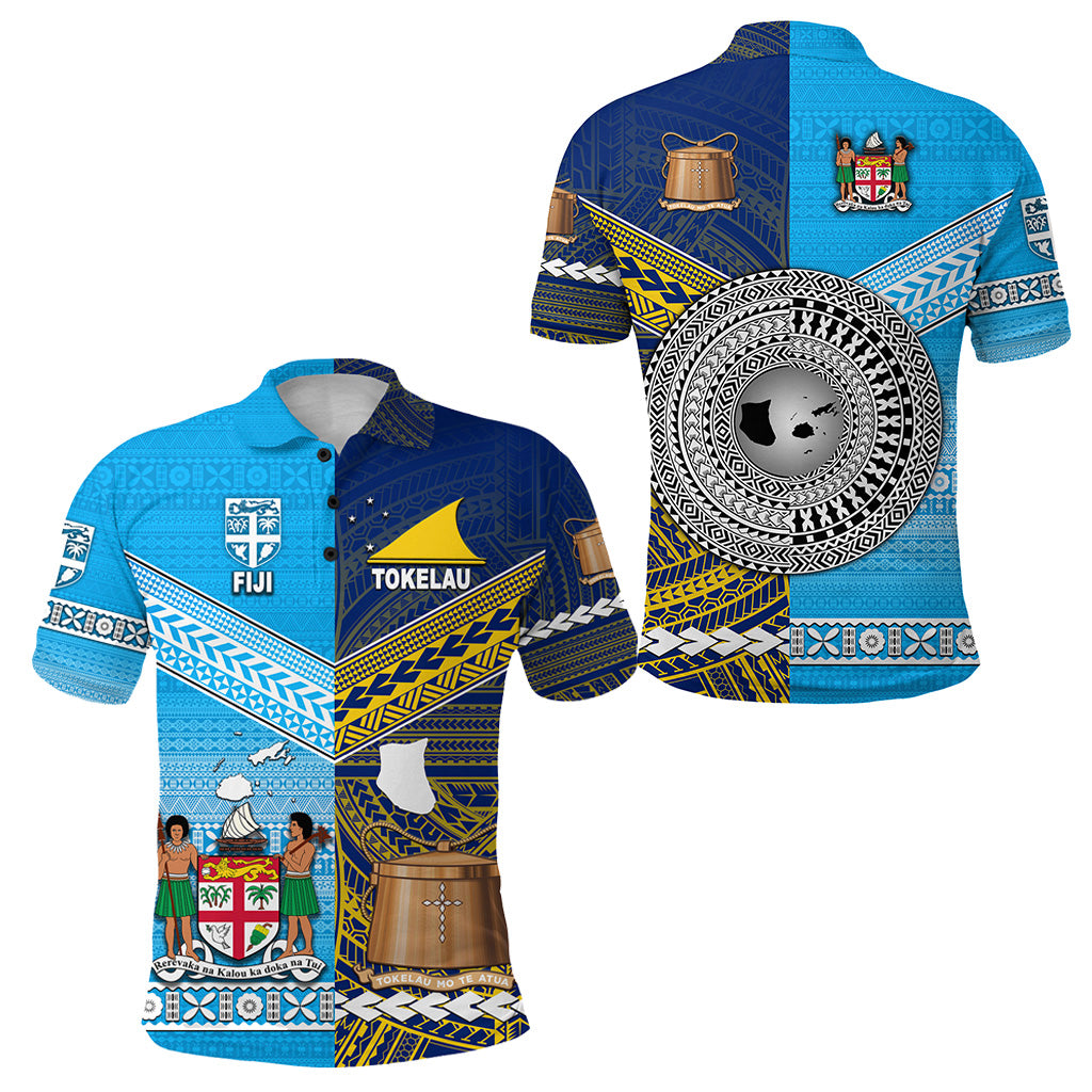 Fiji Tokelau Polo Shirt Together LT8 Unisex Blue - Polynesian Pride