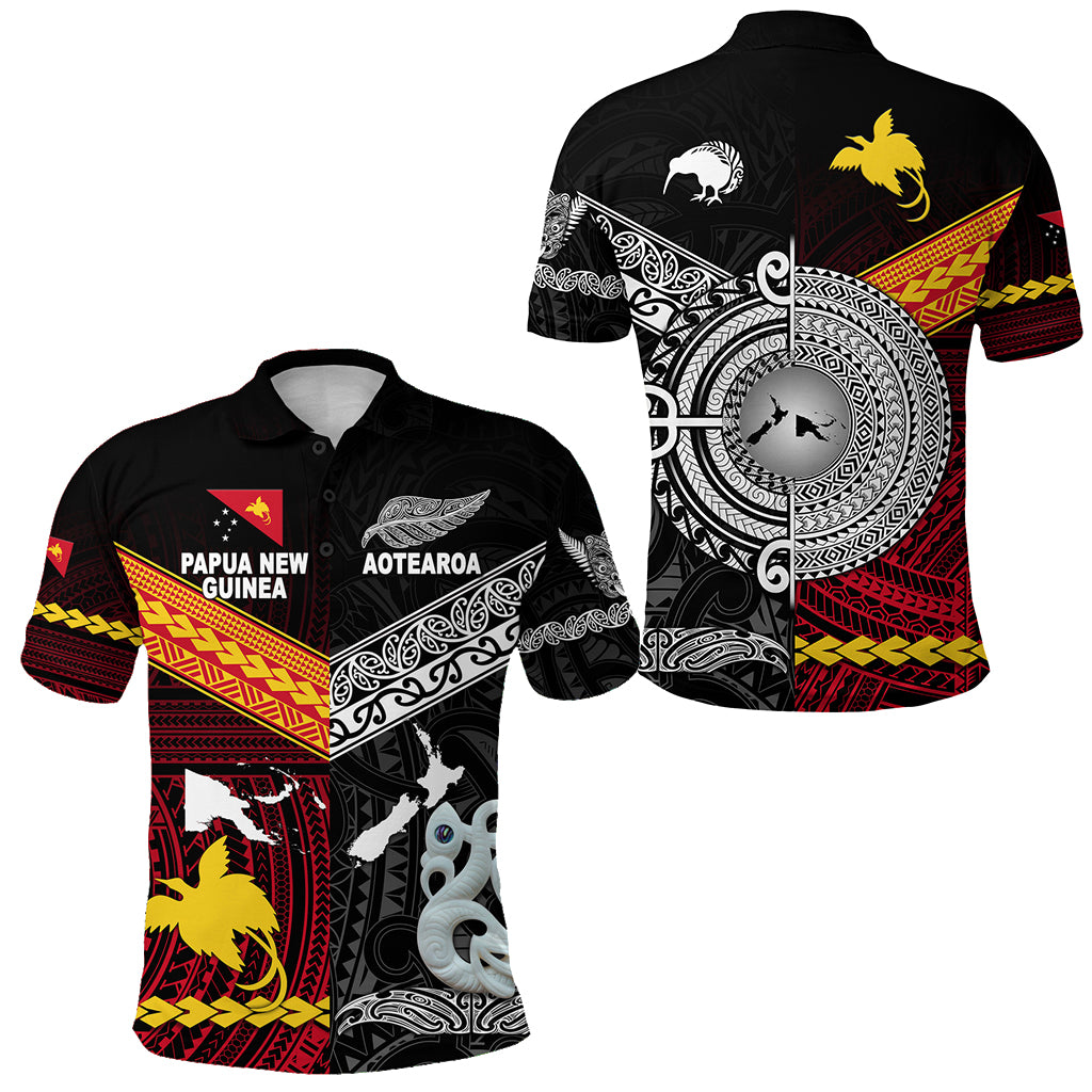 New Zealand Papua New Guinea Polo Shirt Maori and Polynesian Together LT8 Red - Polynesian Pride