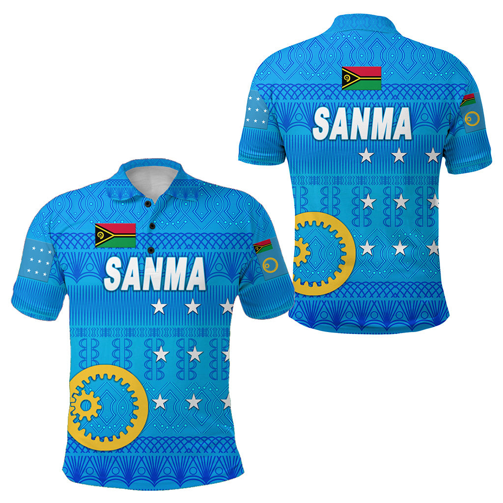Sanma Province Polo Shirt Vanuatu Pattern Traditional Style LT8 Unisex Blue - Polynesian Pride