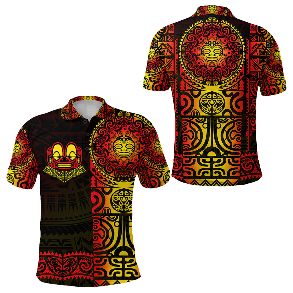 Marquesas Islands Polo Shirt Marquesan Tattoo Unique Style Gradient Red LT8 - Polynesian Pride