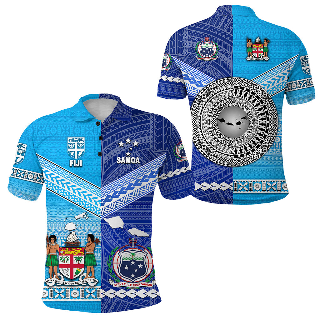 Fiji Samoa Polo Shirt Together LT8 Unisex Blue - Polynesian Pride