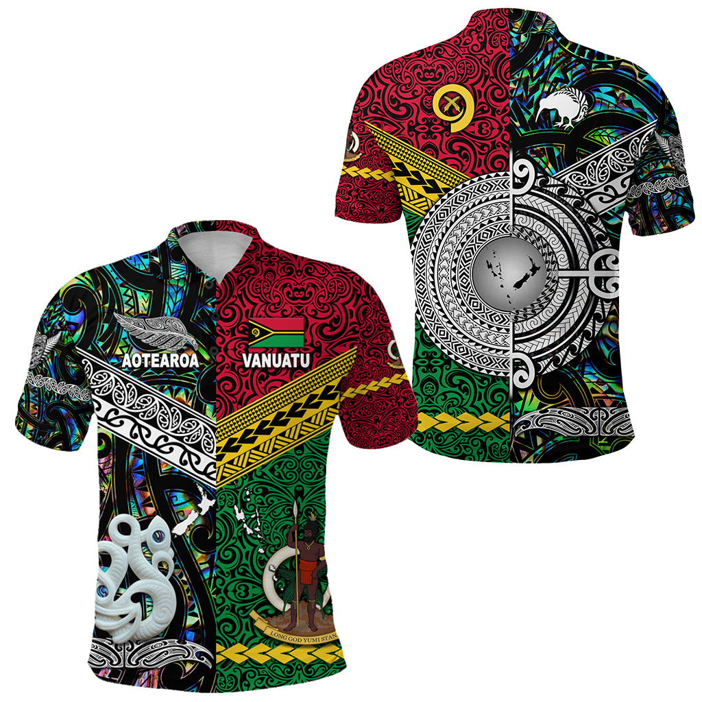 Vanuatu New Zealand Polo Shirt Together Paua Shell LT8 Unisex Red - Polynesian Pride
