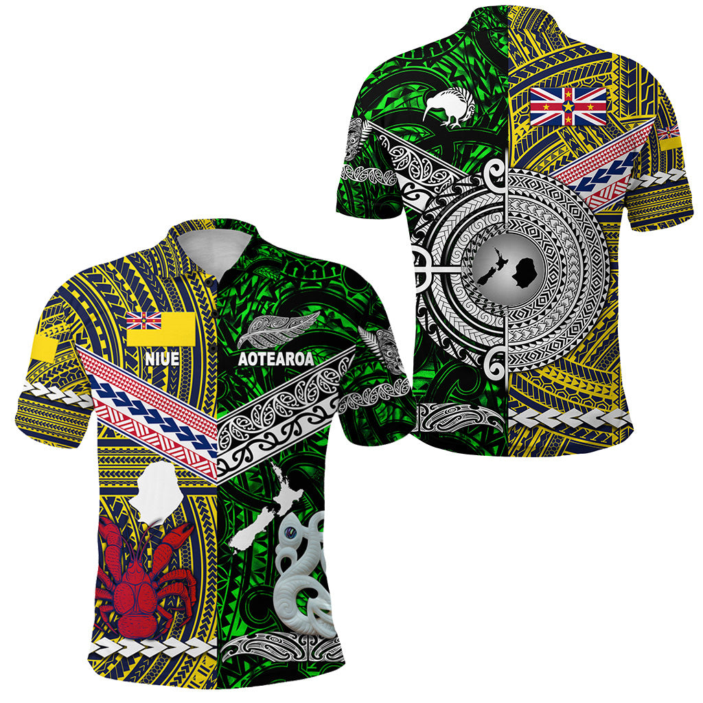 New Zealand Niue Polo Shirt Maori and Polynesian Together Green LT8 Unisex Yellow - Polynesian Pride