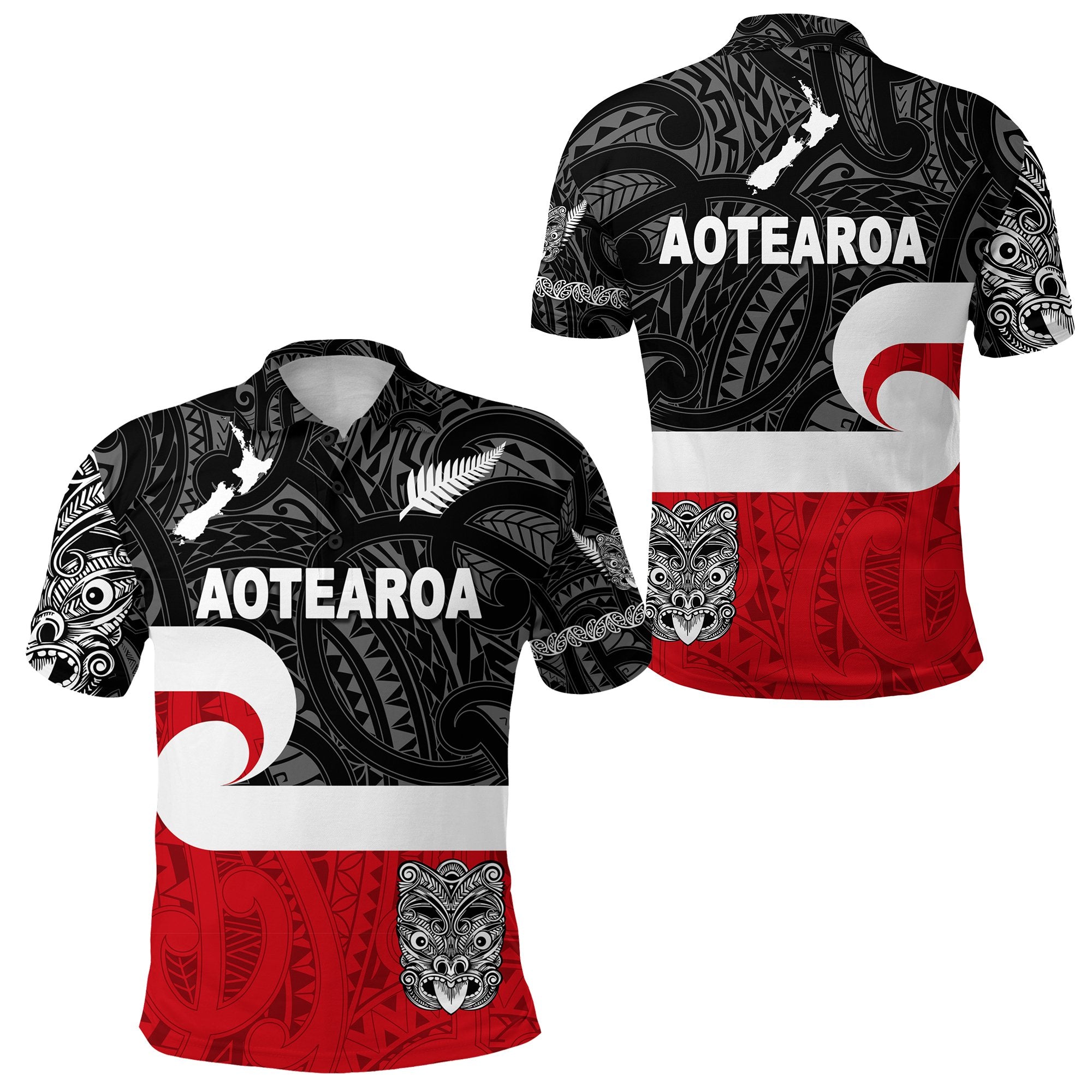 Maori Aotearoa Haka Polo Shirt New Zealand Simple LT8 Unisex Black - Polynesian Pride