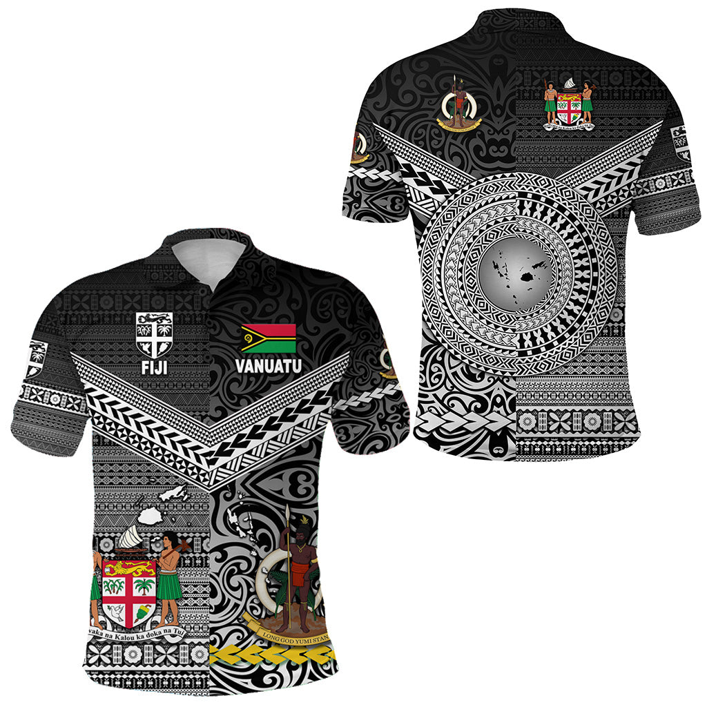 Vanuatu Fiji Polo Shirt Together Black LT8 Unisex Black - Polynesian Pride