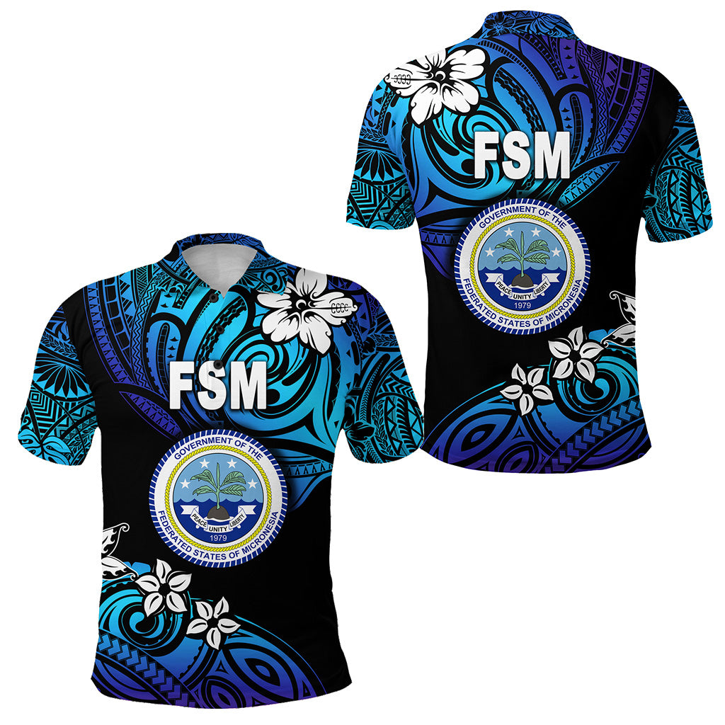 Federated States of Micronesia Polo Shirt Unique Vibes Blue LT8 Unisex Blue - Polynesian Pride