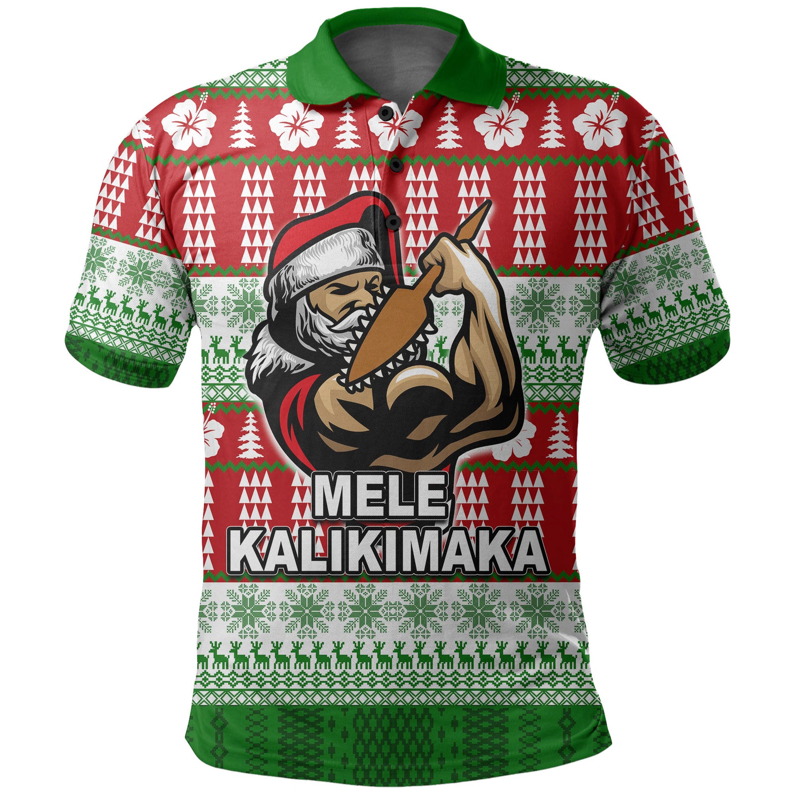 Hawaiian Santa Claus Warrior Polo Shirt Christmas LT6 - Polynesian Pride