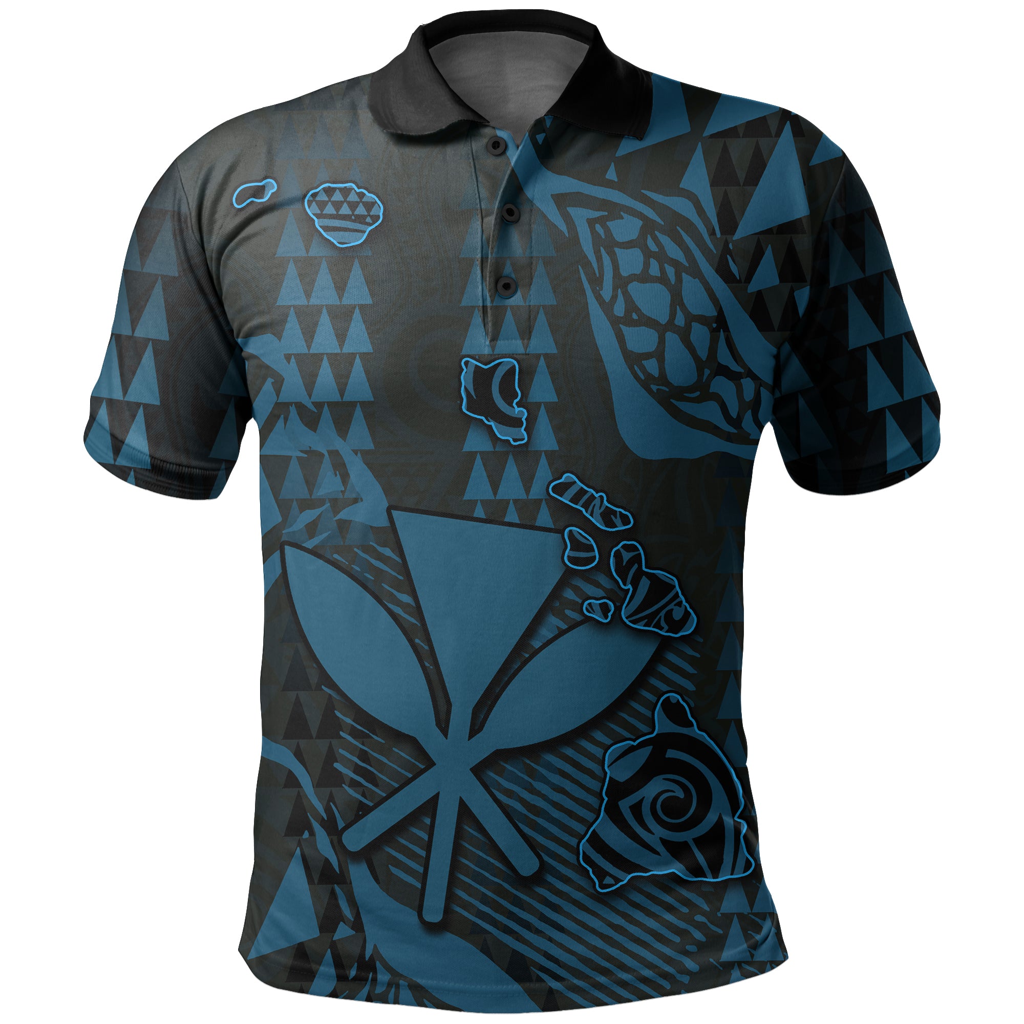 Custom Hawaii Kanaka Map Polo Shirt Blue Style LT6 Unisex Blue - Polynesian Pride