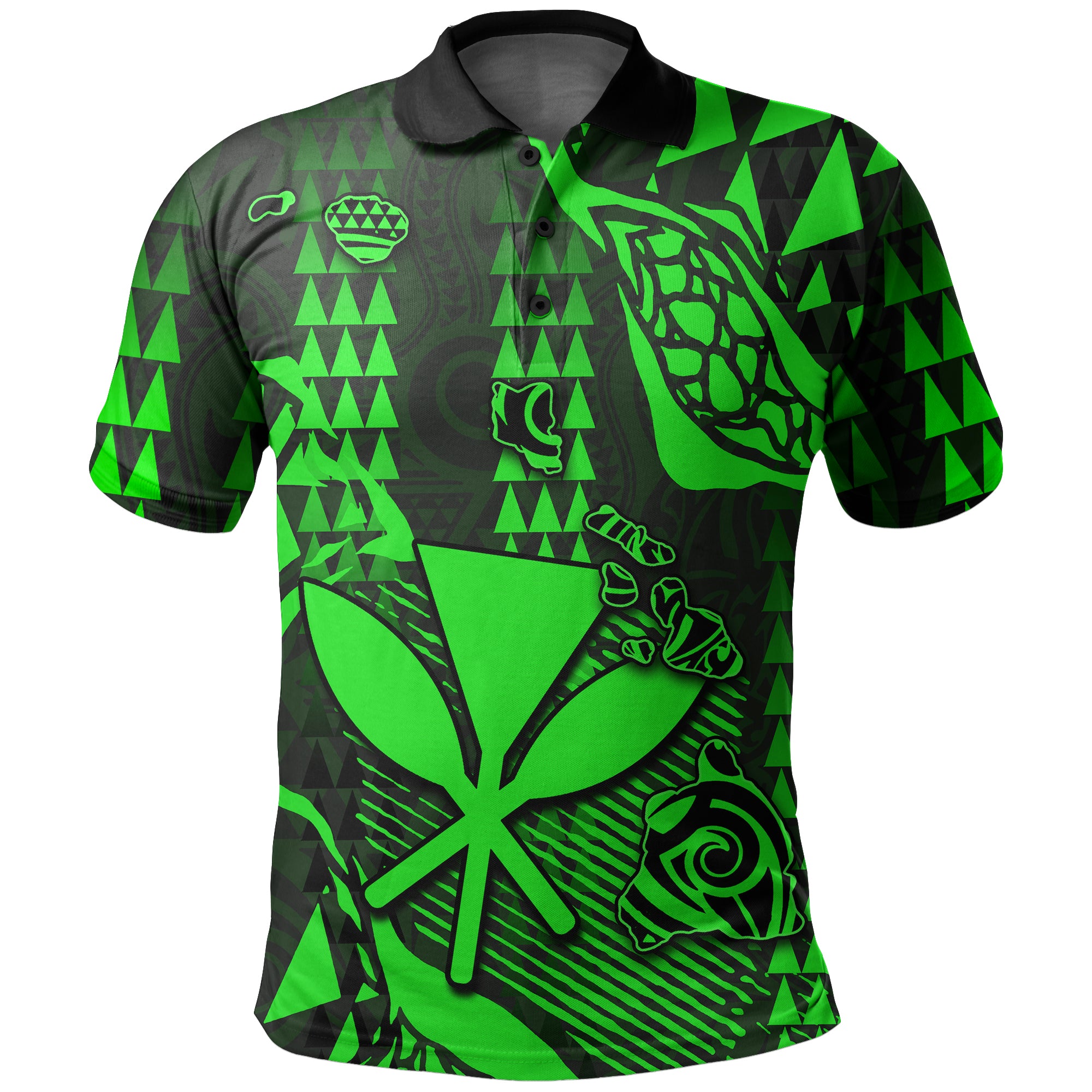 Custom Hawaii Kanaka Map Polo Shirt Green Style LT6 Unisex Green - Polynesian Pride
