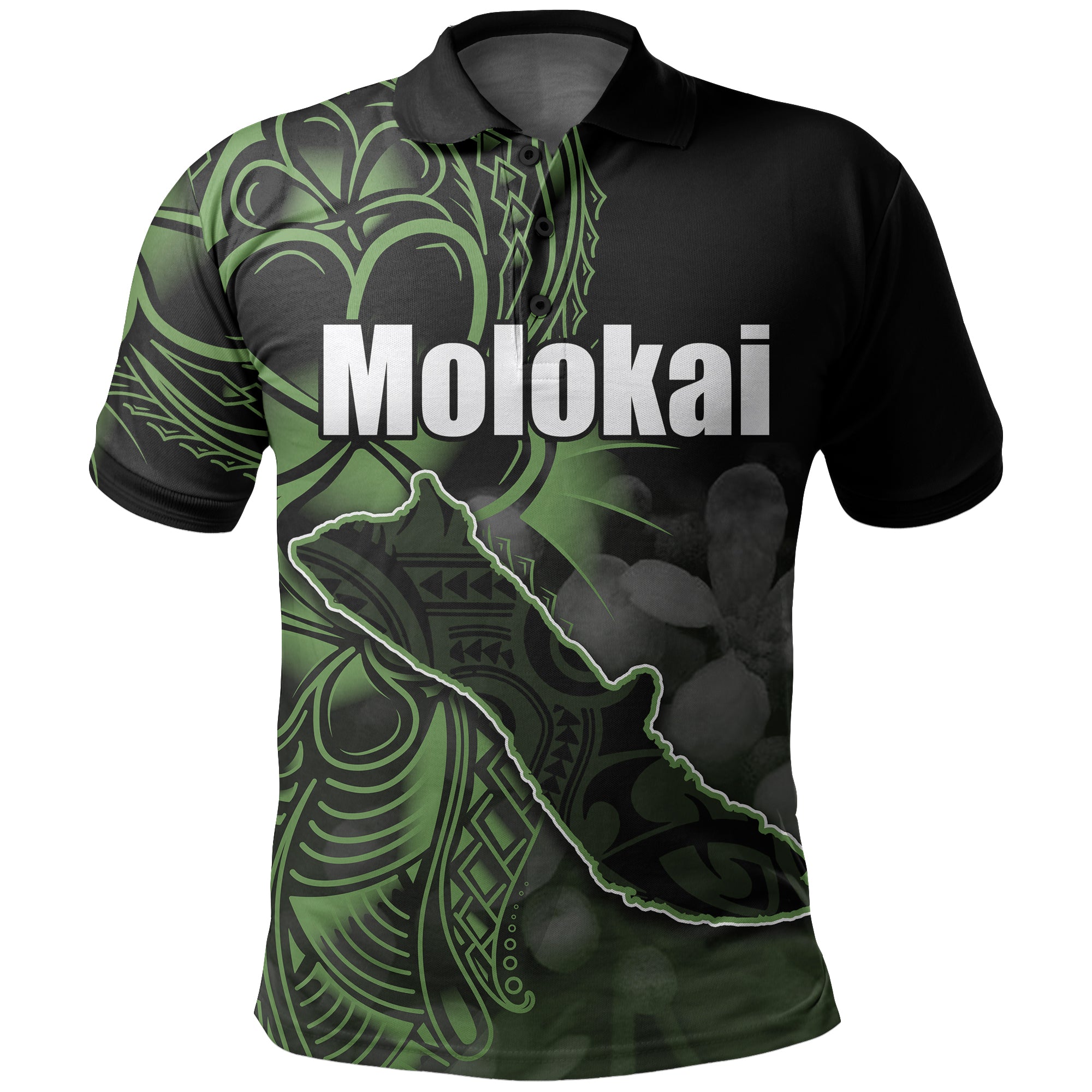 Custom Hawaiian Islands Polo Shirt Molokai LT6 Green - Polynesian Pride