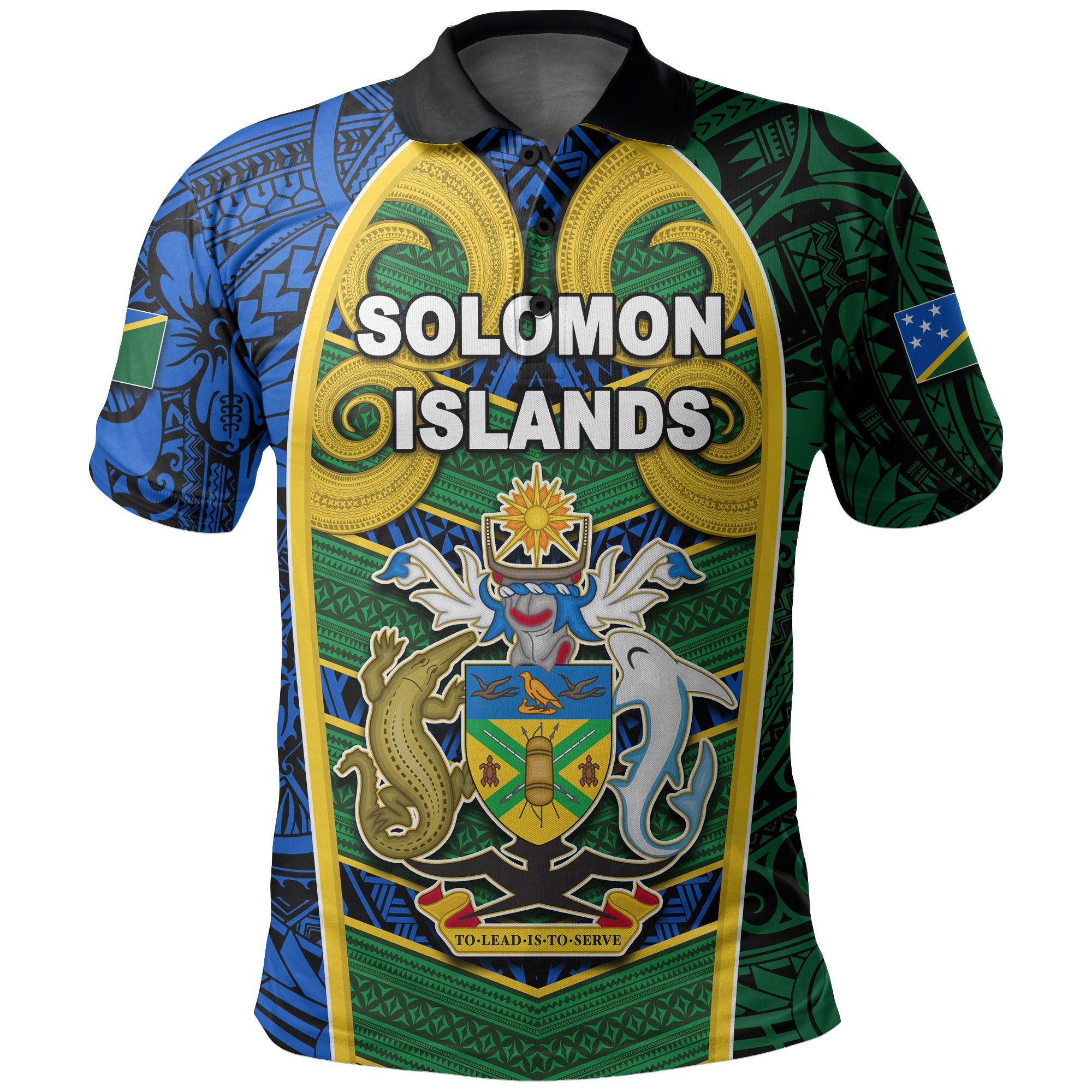 Custom Solomon Islands Independence 43rd Polo Shirt LT6 Blue - Polynesian Pride
