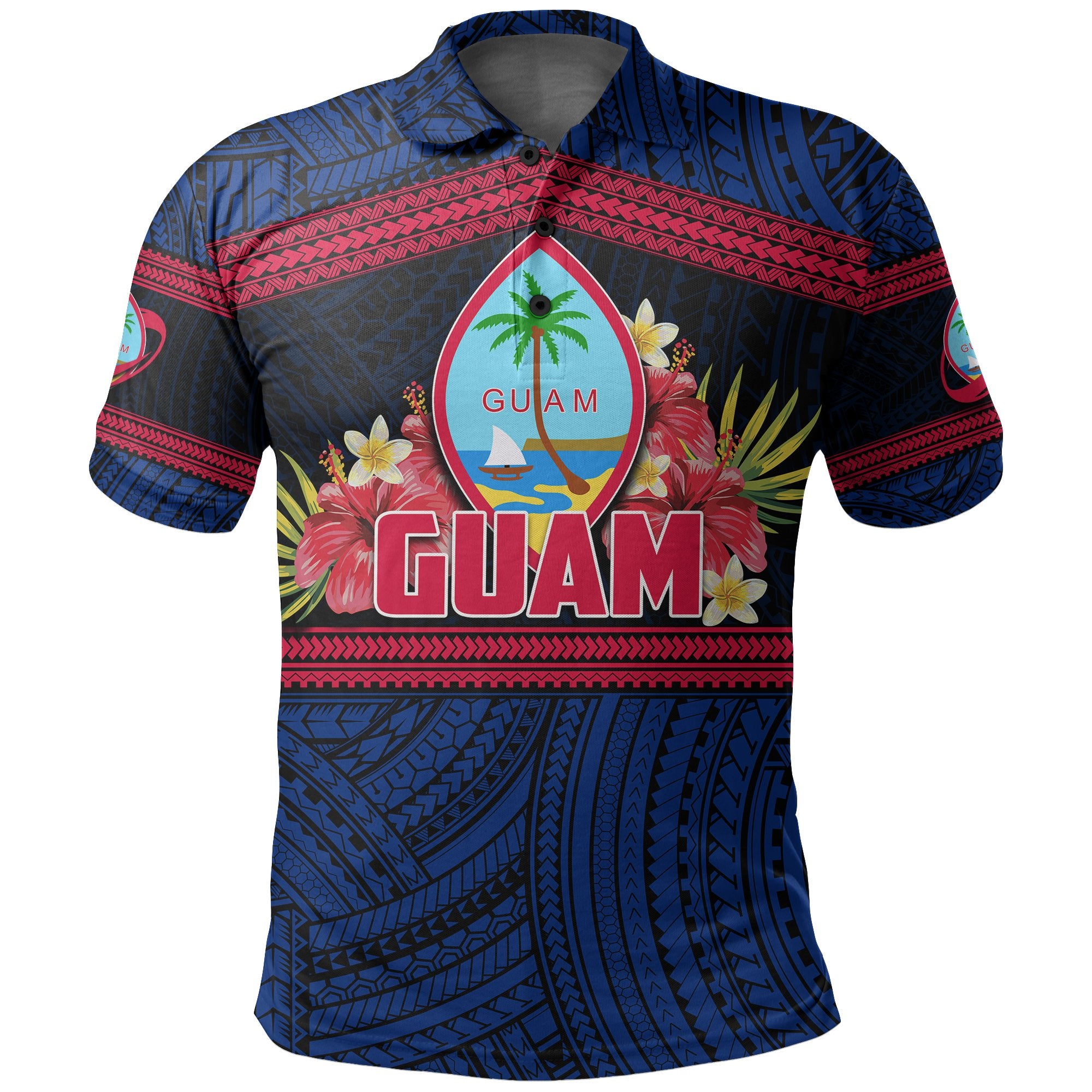 Guam Rugby Polynesian Patterns Polo Shirt Unisex Blue - Polynesian Pride