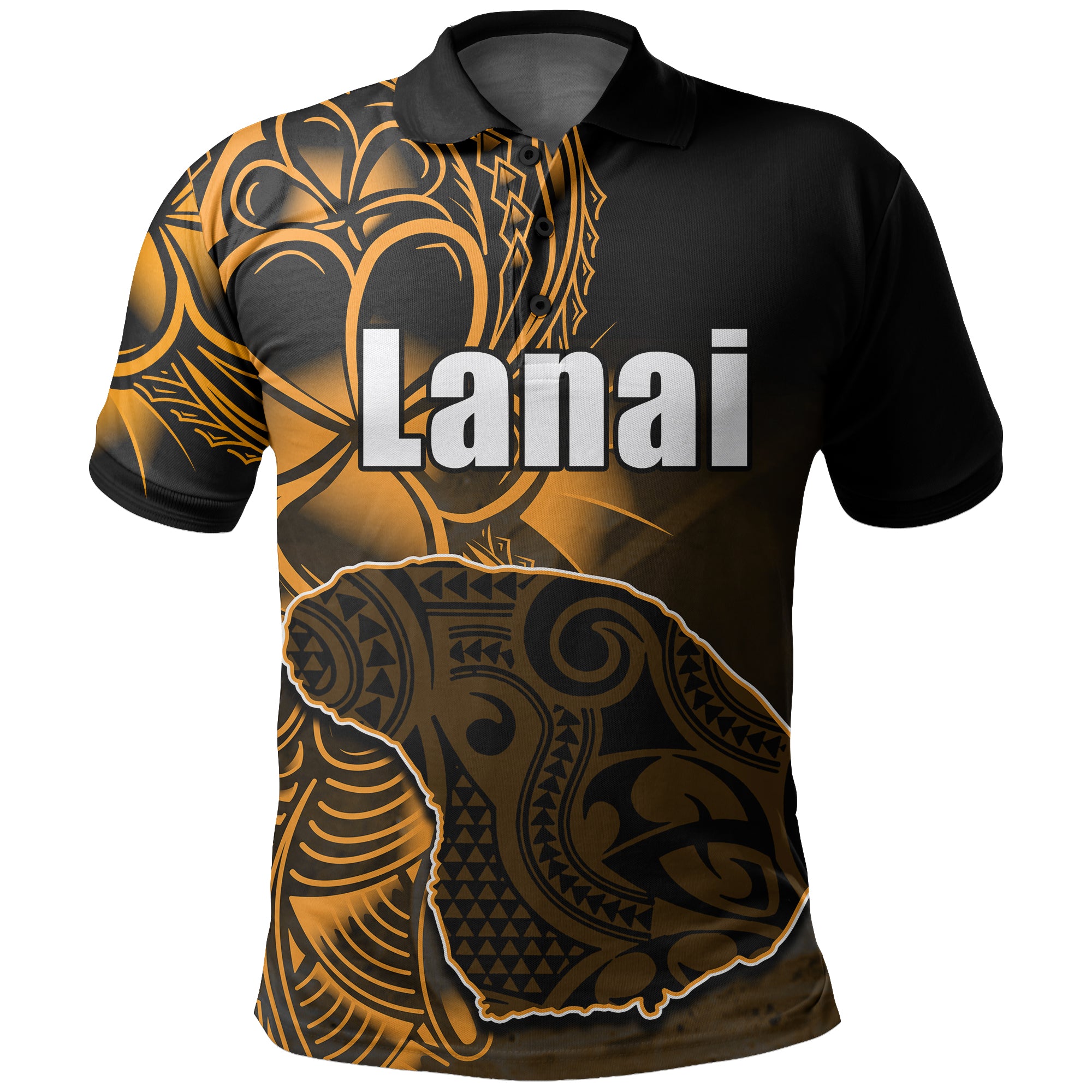 Custom Hawaiian Islands Polo Shirt Lanai LT6 Orange - Polynesian Pride