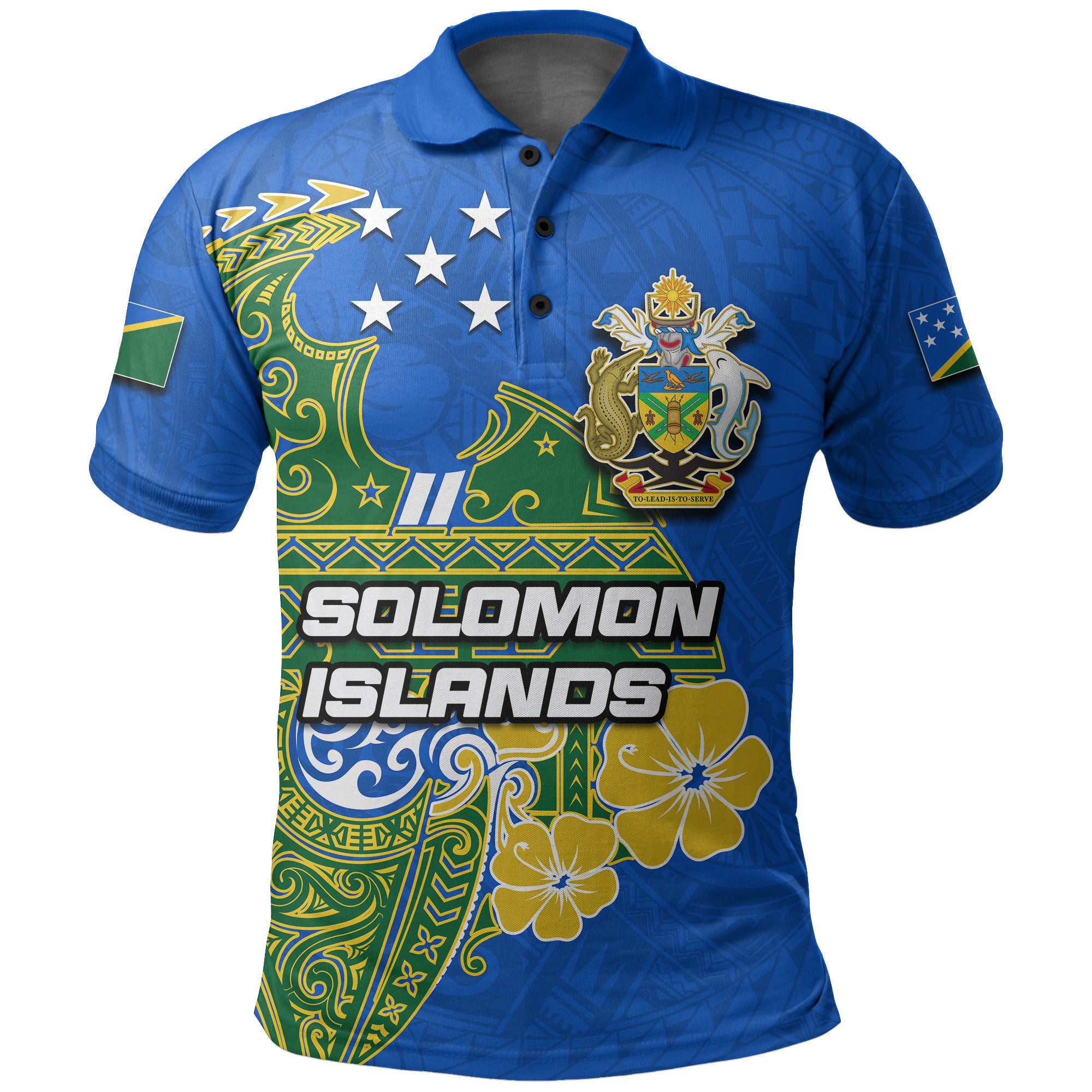 Solomon Islands Independence 43rd Melanesia Tattoo Polo Shirt LT6 Blue - Polynesian Pride