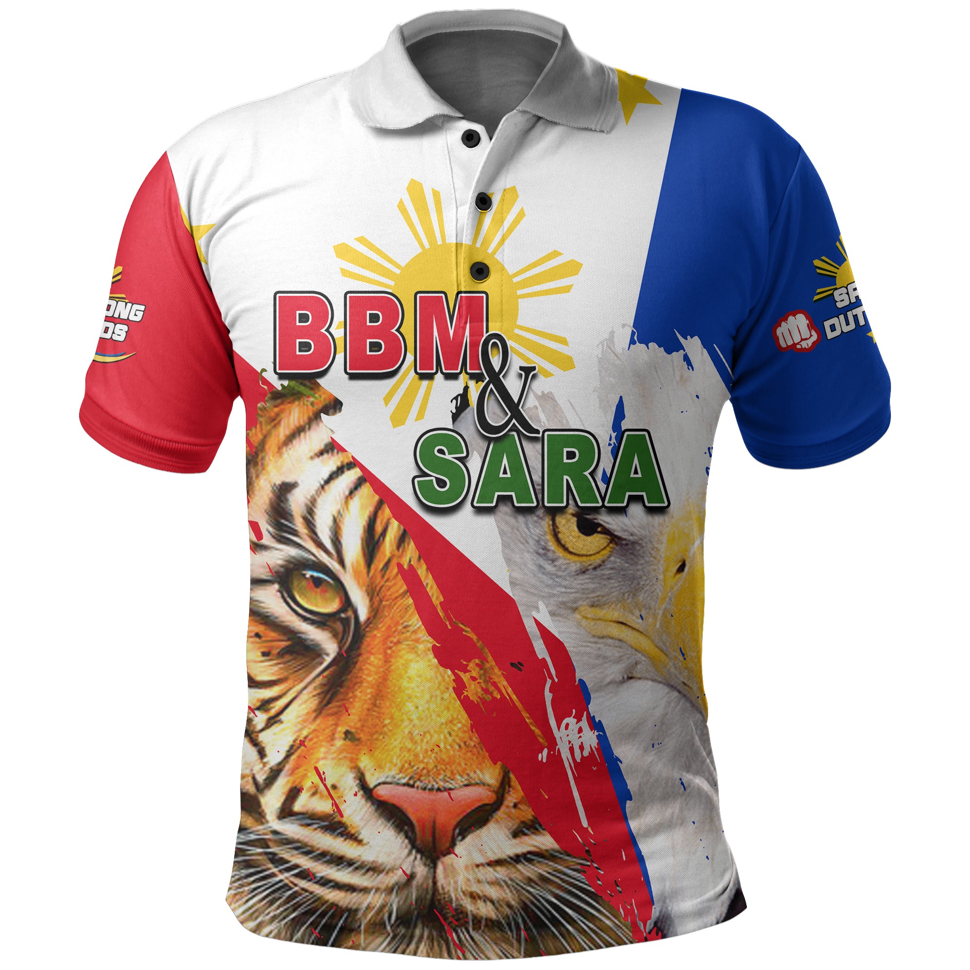 Custom Philippines Polo Shirt BBM and SARA Tiger Eagles LT6 Red - Polynesian Pride
