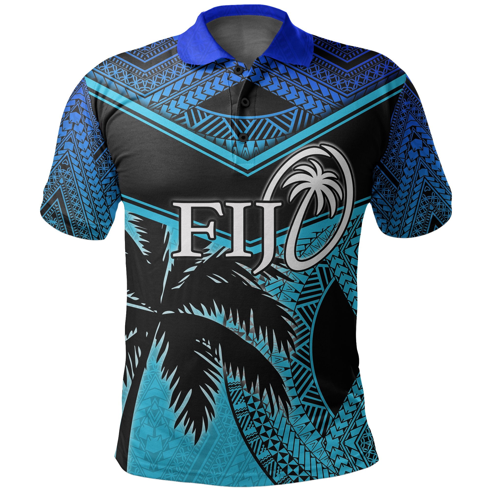 Fiji Rugby Polynesian Polo Shirt Blue Unisex Blue - Polynesian Pride