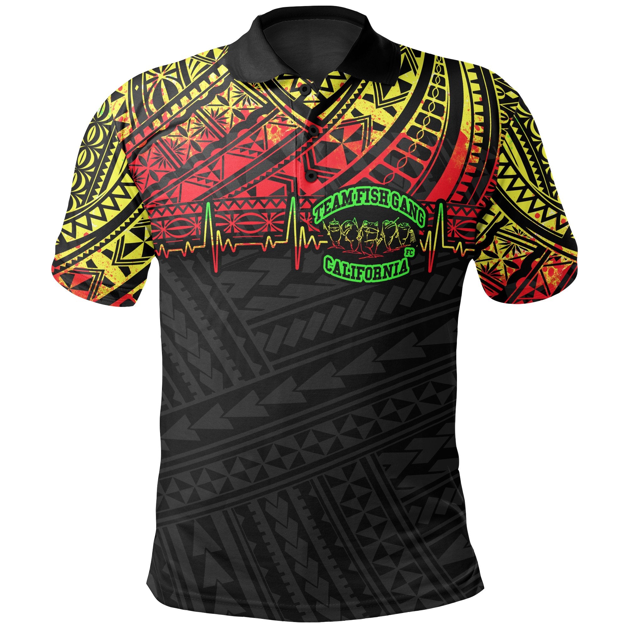 Catching Fishes, Not Feelings Polynesian Polo Shirt Reggae Heartbeat Style Unisex Black - Polynesian Pride