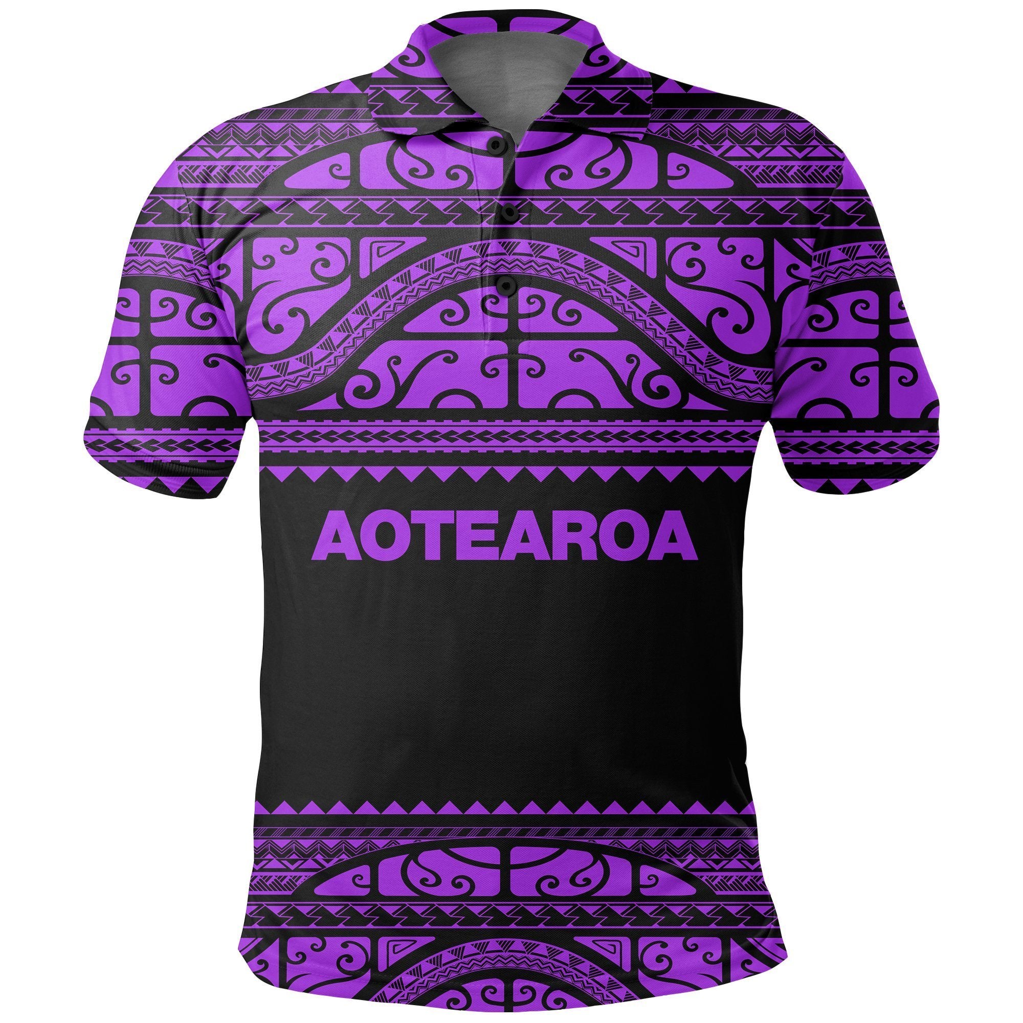 Aotearoa New Zealand Maori Polo Shirt Silver Fern Unisex Black - Polynesian Pride