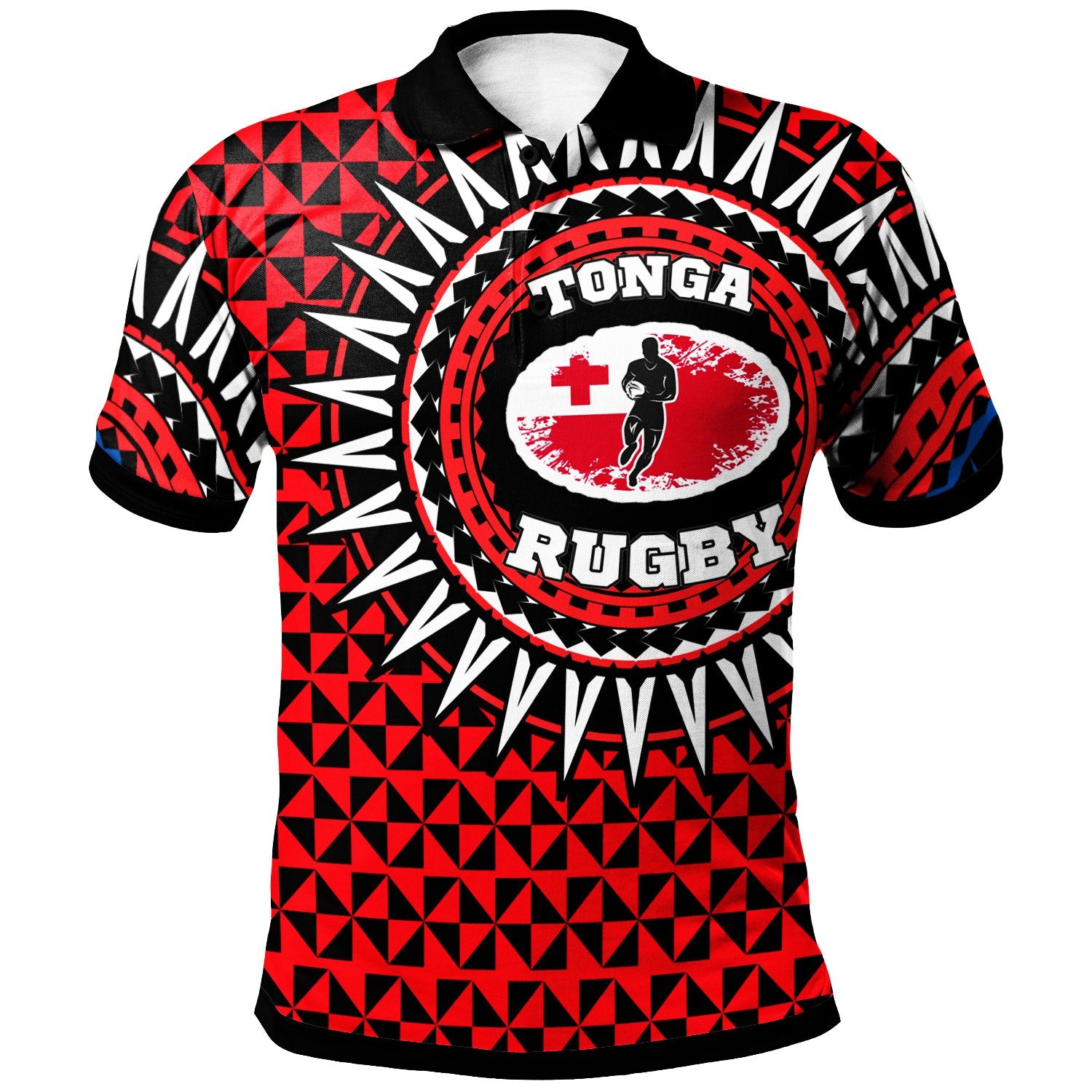 Tonga Polo Shirt Rugby Style Red Black Color Unisex Red - Polynesian Pride