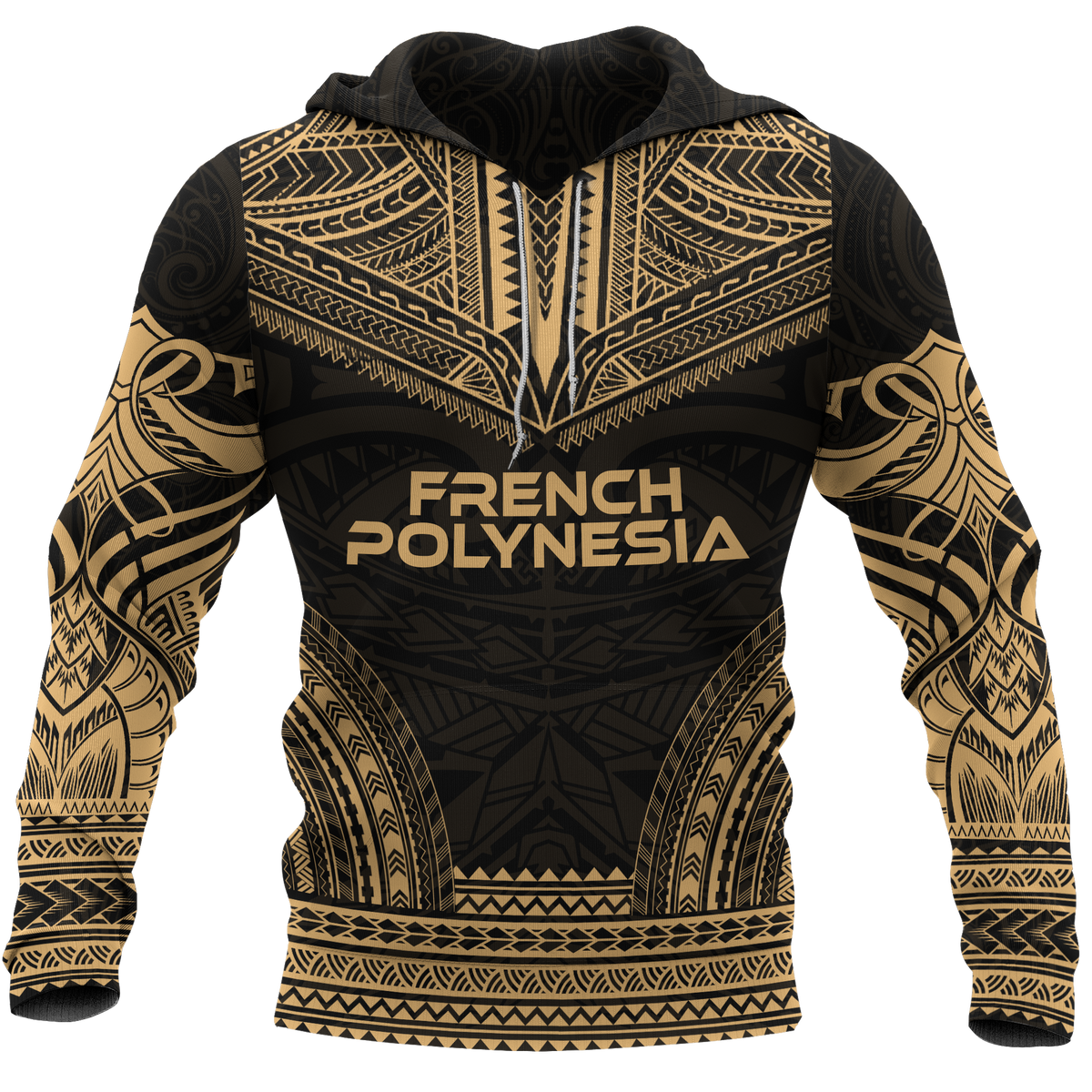 French Polynesia Gold Chief Hoodie Unisex Gold - Black - Polynesian Pride