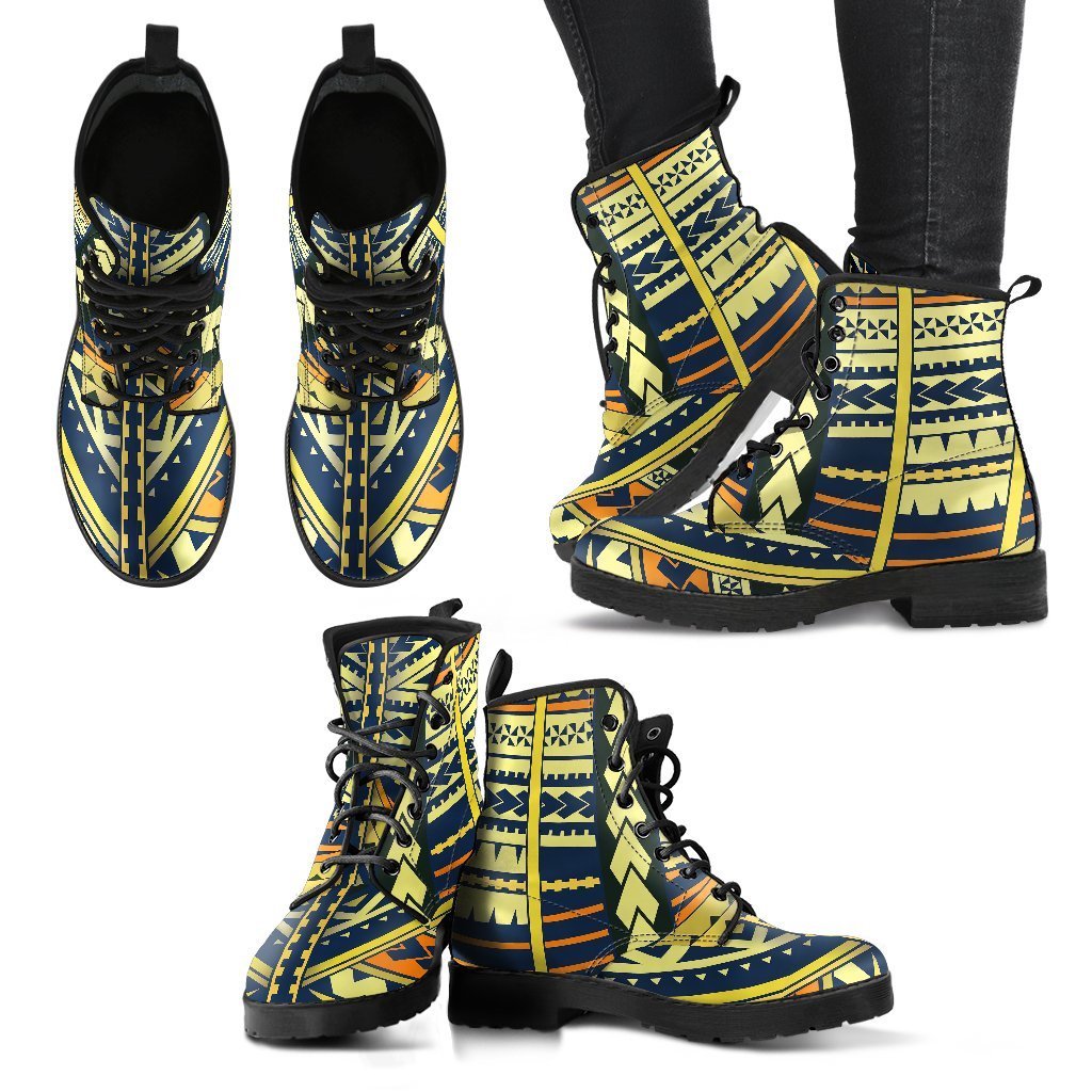 Polynesian Tattoo Leather Boots Black - Polynesian Pride