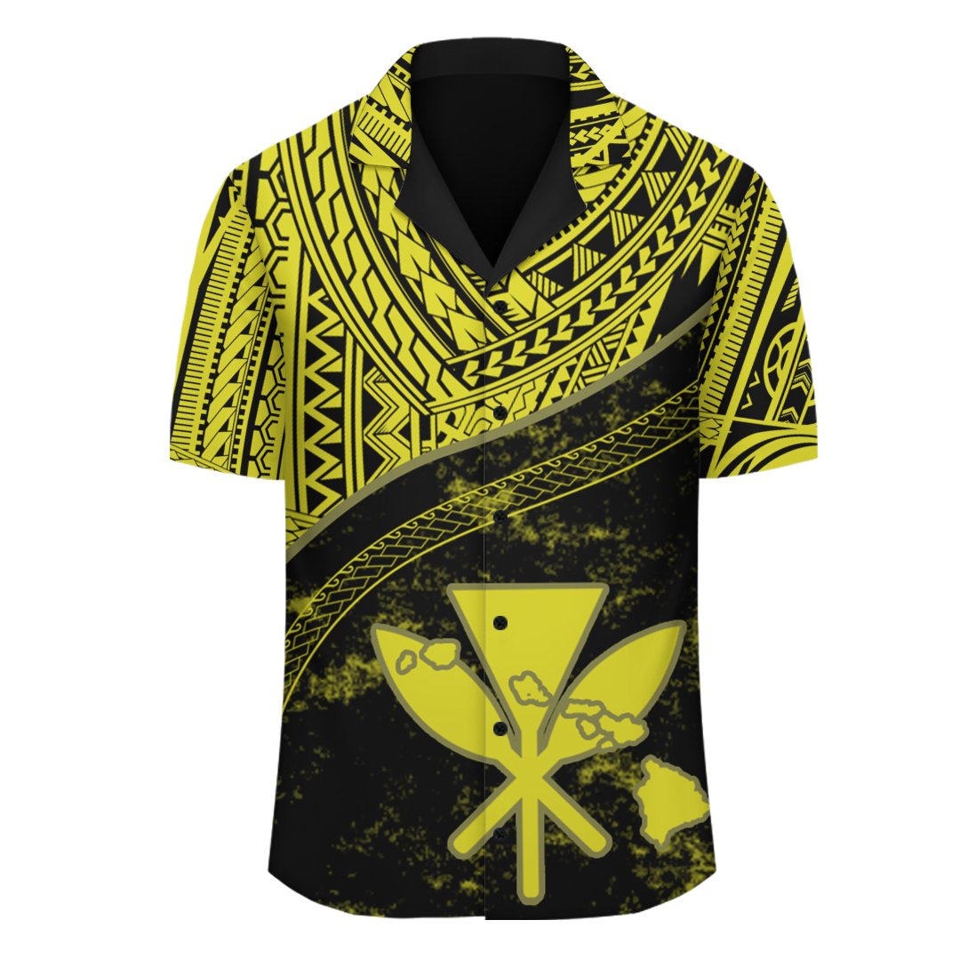 (Personalized) Hawaii Kanaka Map Polynesian Shirt - Kitta Style - Yellow - Polynesian Pride