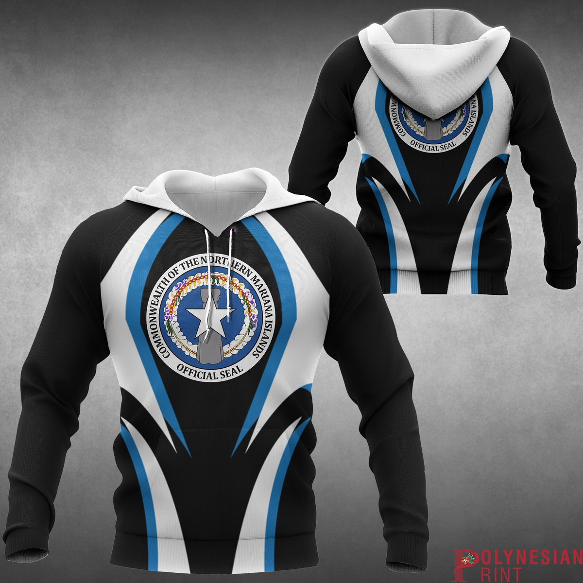 Northern Mariana Islands All Over Print Hoodie Focus Style Unisex Black - Polynesian Pride